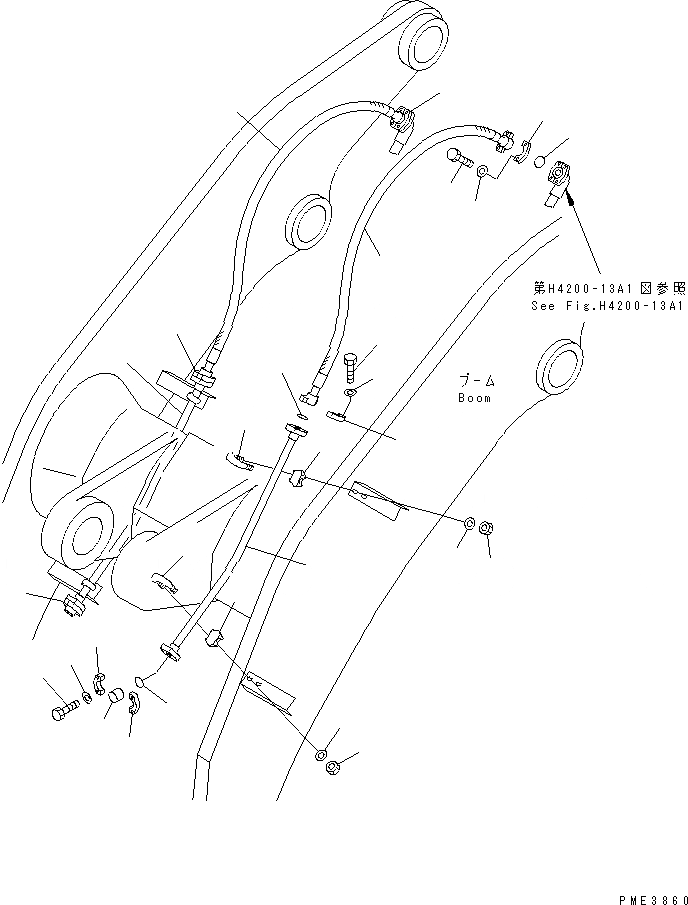 Схема запчастей Komatsu WA500-3 - РУКОЯТЬ И BELL CRANK (РУКОЯТЬ ТРУБЫ) (С 3-Х СЕКЦИОНН. КЛАПАН) РАБОЧЕЕ ОБОРУДОВАНИЕ