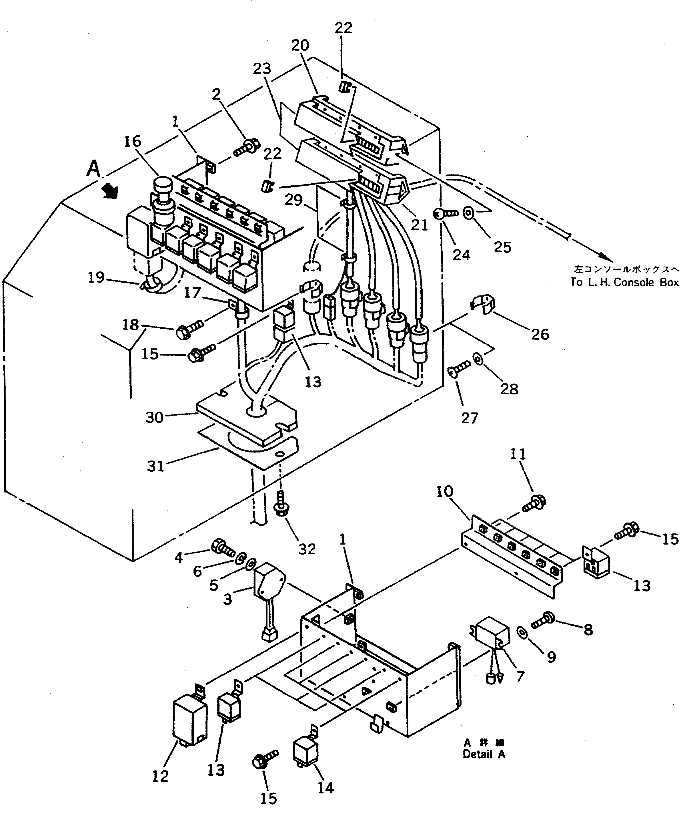 Схема запчастей Komatsu WA500-1 - КОНСОЛЬН. БЛОК¤ ПРАВ. (УСИЛ. СПЕЦ-Я.)(№-) КОМПОНЕНТЫ ДВИГАТЕЛЯ И ЭЛЕКТРИКА