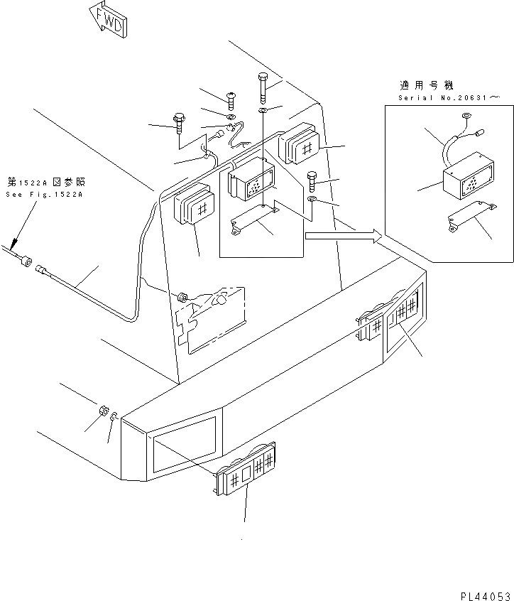 Схема запчастей Komatsu WA500-1 - ЭЛЕКТРИКА (ЗАДН. ОСВЕЩЕНИЕ)(№-) КОМПОНЕНТЫ ДВИГАТЕЛЯ И ЭЛЕКТРИКА