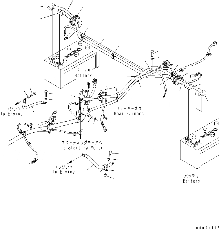 Схема запчастей Komatsu WA500-6 - ЗАДН. Э/ПРОВОДКА (WIRE)(№-) ЭЛЕКТРИКА