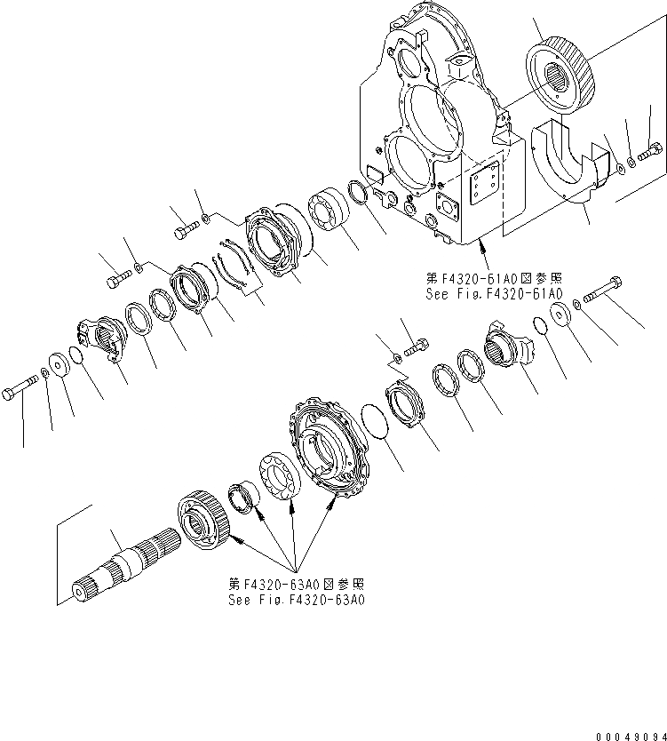 Схема запчастей Komatsu WA500-6 - ТРАНСМИССИЯ (ВЫХОДНОЙ ВАЛ)(№-) ГИДРОТРАНСФОРМАТОР И ТРАНСМИССИЯ