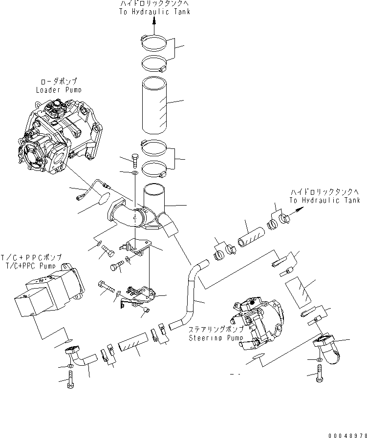 Схема запчастей Komatsu WA500-6 - ГИДРОЛИНИЯ (ВСАСЫВ. ЛИНИЯ)(№-) ГИДРАВЛИКА