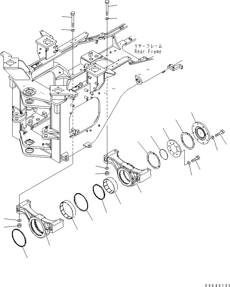 Схема запчастей Komatsu WA500-6 - СУППОРТ МОСТА(№-) ОСНОВНАЯ РАМА И ЕЕ ЧАСТИ