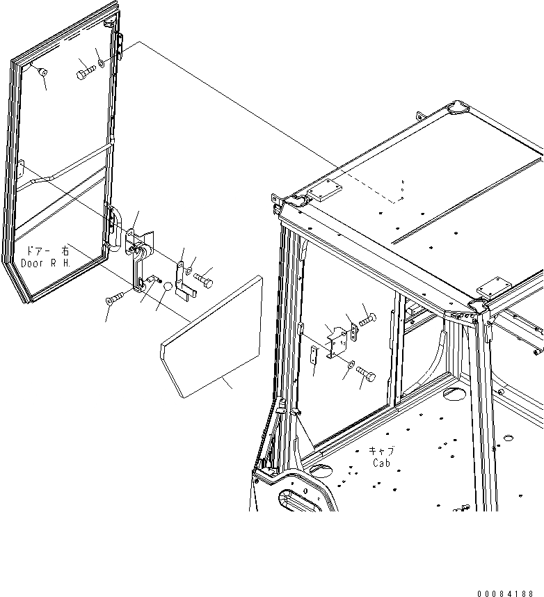 Схема запчастей Komatsu WA500-6 - КАБИНА ROPS (ДВЕРЬ ПРАВ.) (ДЛЯ РАМА) (/)(№-) КАБИНА ОПЕРАТОРА И СИСТЕМА УПРАВЛЕНИЯ