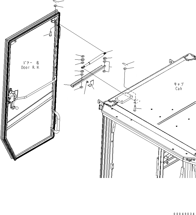 Схема запчастей Komatsu WA500-6 - КАБИНА ROPS (ДВЕРЬ ПРАВ.) (ДЛЯ РАМА) (/)(№-) КАБИНА ОПЕРАТОРА И СИСТЕМА УПРАВЛЕНИЯ