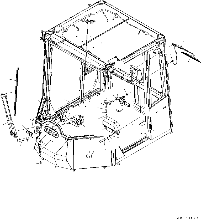 Схема запчастей Komatsu WA500-6 - КАБИНА ROPS (ДВОРНИКИ)(№-) КАБИНА ОПЕРАТОРА И СИСТЕМА УПРАВЛЕНИЯ