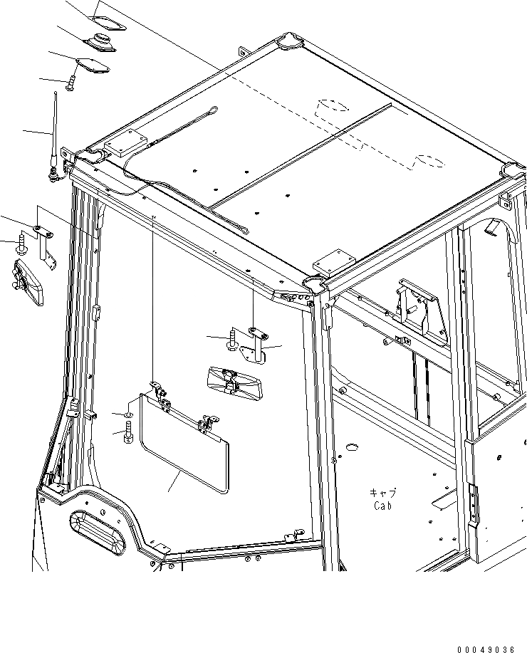 Схема запчастей Komatsu WA500-6 - КАБИНА ROPS (ЗЕРКАЛА¤ КОЗЫРЕК ОТ СОЛНЦА. ¤ АНТЕННА И ГРОМКОГОВОРИТ.)(№-) КАБИНА ОПЕРАТОРА И СИСТЕМА УПРАВЛЕНИЯ