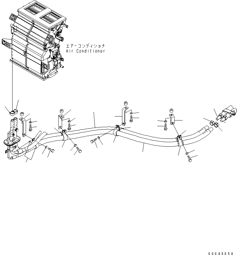 Схема запчастей Komatsu WA500-6 - КАБИНА ROPS (ГИДР. ПРОВОД. ОБОГРЕВАТЕЛЯ)(№-) КАБИНА ОПЕРАТОРА И СИСТЕМА УПРАВЛЕНИЯ