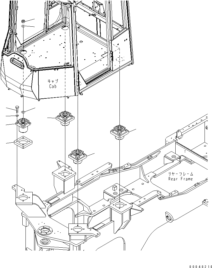 Схема запчастей Komatsu WA500-6 - КРЕПЛЕНИЕ ОСН. КОНСТРУКЦИИ(№-) КАБИНА ОПЕРАТОРА И СИСТЕМА УПРАВЛЕНИЯ