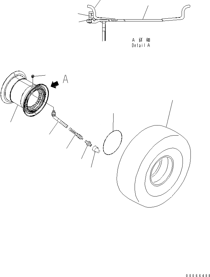 Схема запчастей Komatsu WA500-6 - ШИНЫ И ОБОД КОЛЕСА (9.-R-L) (ONE STAR) (ТРУБКА LESS) (-ЧАСТИ)(№-) ПОДВЕСКА И КОЛЕСА