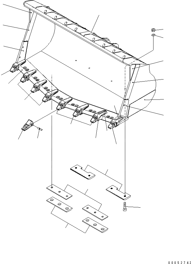 Схема запчастей Komatsu WA500-6 - V-ОБРАЗН КОВШ .7M (TIP TOOTH) (С СЕГМЕНТНОЙ КРОМКОЙ .M)(№-) РАБОЧЕЕ ОБОРУДОВАНИЕ