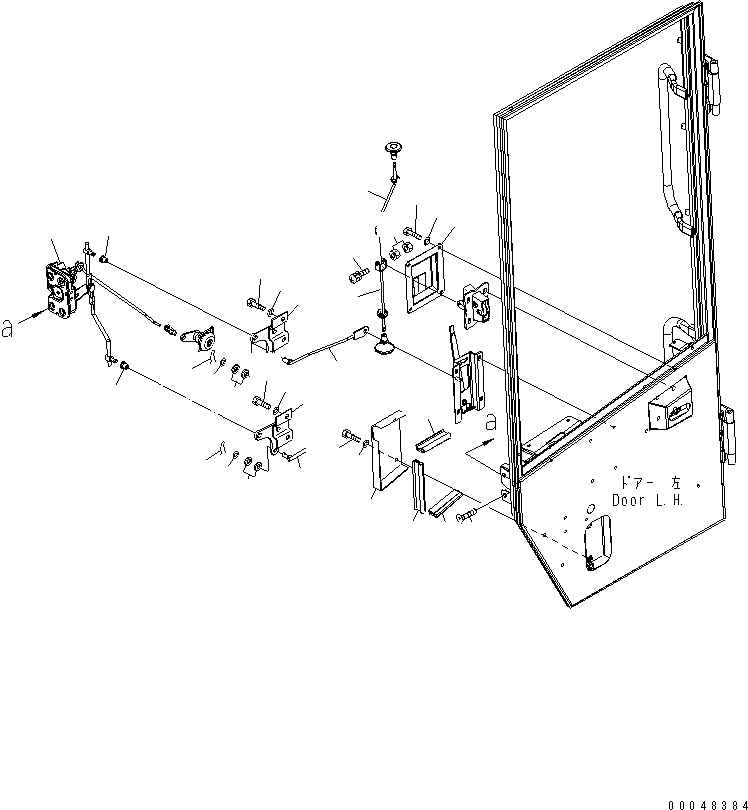 Схема запчастей Komatsu WA500-6 - КАБИНА ROPS (ДВЕРЬ ЛЕВ.) (/)(№-) КАБИНА ОПЕРАТОРА И СИСТЕМА УПРАВЛЕНИЯ