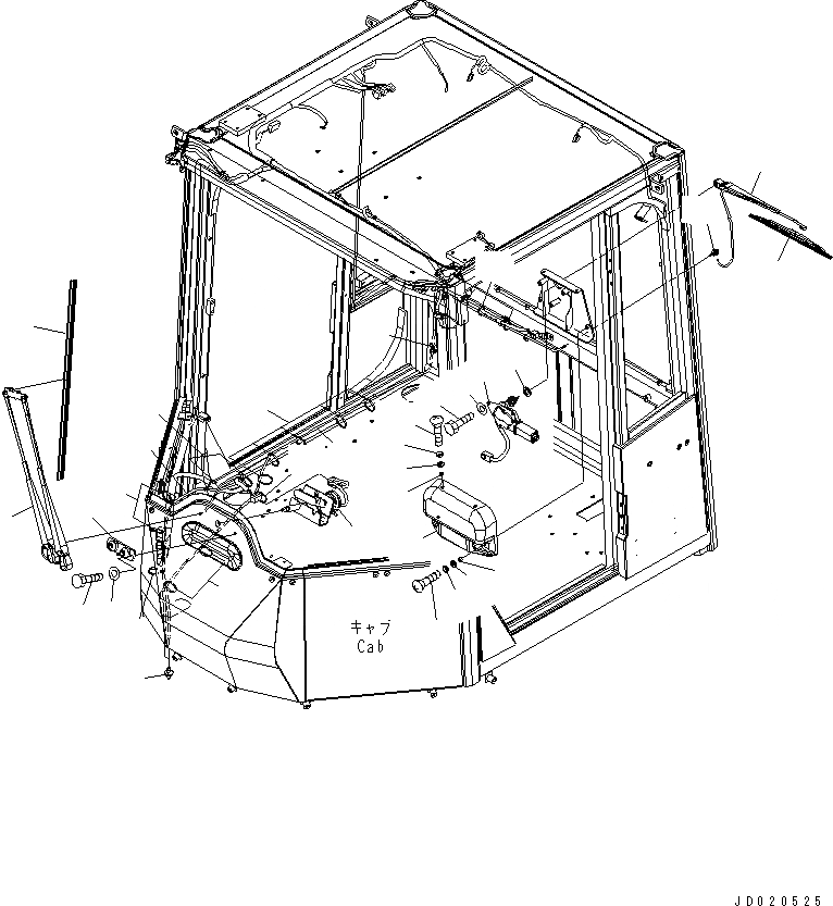 Схема запчастей Komatsu WA500-6 - КАБИНА ROPS (ДВОРНИКИ)(№-) КАБИНА ОПЕРАТОРА И СИСТЕМА УПРАВЛЕНИЯ