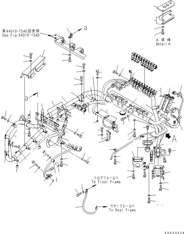 Схема запчастей Komatsu WA500-6 - ПОЛ (ПОЛ Э/ПРОВОДКА) (ДЛЯ SEPARATE КАБИНА)(№-) КАБИНА ОПЕРАТОРА И СИСТЕМА УПРАВЛЕНИЯ