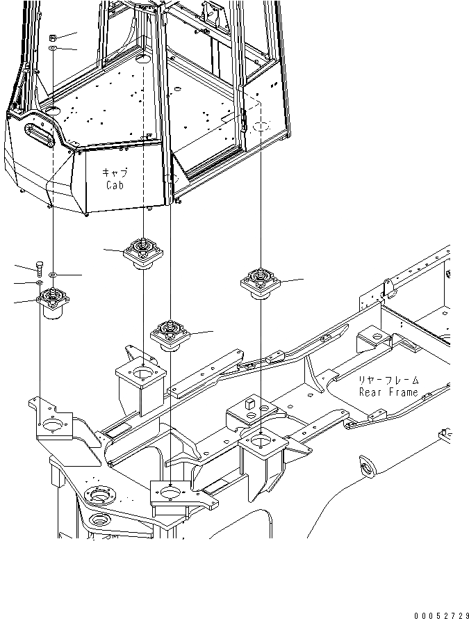 Схема запчастей Komatsu WA500-6 - КРЕПЛЕНИЕ ОСН. КОНСТРУКЦИИ (ДЛЯ SEPARATE КАБИНА)(№-) КАБИНА ОПЕРАТОРА И СИСТЕМА УПРАВЛЕНИЯ