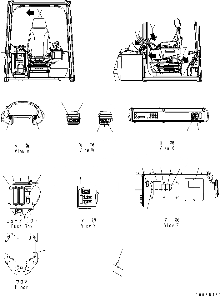 Схема запчастей Komatsu WA500-6 - ПОЛ ТАБЛИЧКИ (PICTOGRAM ТИП) (АНГЛ.)(№-) КАБИНА ОПЕРАТОРА И СИСТЕМА УПРАВЛЕНИЯ