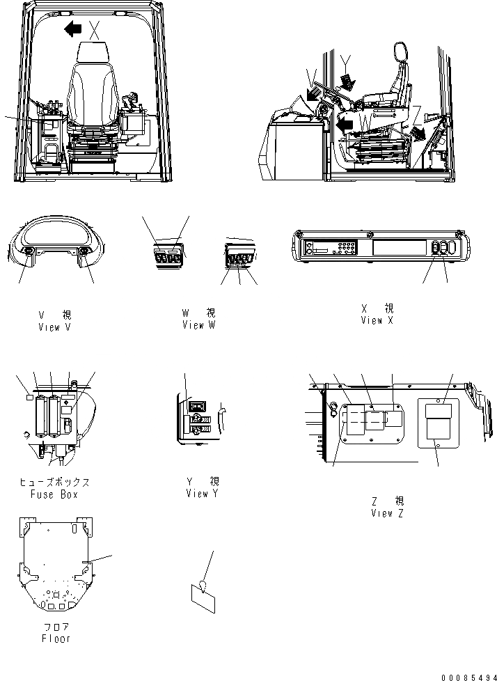 Схема запчастей Komatsu WA500-6 - ПОЛ ТАБЛИЧКИ (ИСПАНИЯ)(№-) КАБИНА ОПЕРАТОРА И СИСТЕМА УПРАВЛЕНИЯ