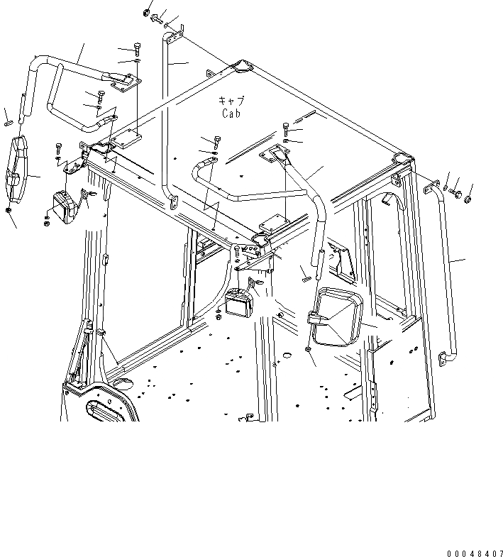 Схема запчастей Komatsu WA500-6 - MIRROR(№-) ЧАСТИ КОРПУСА