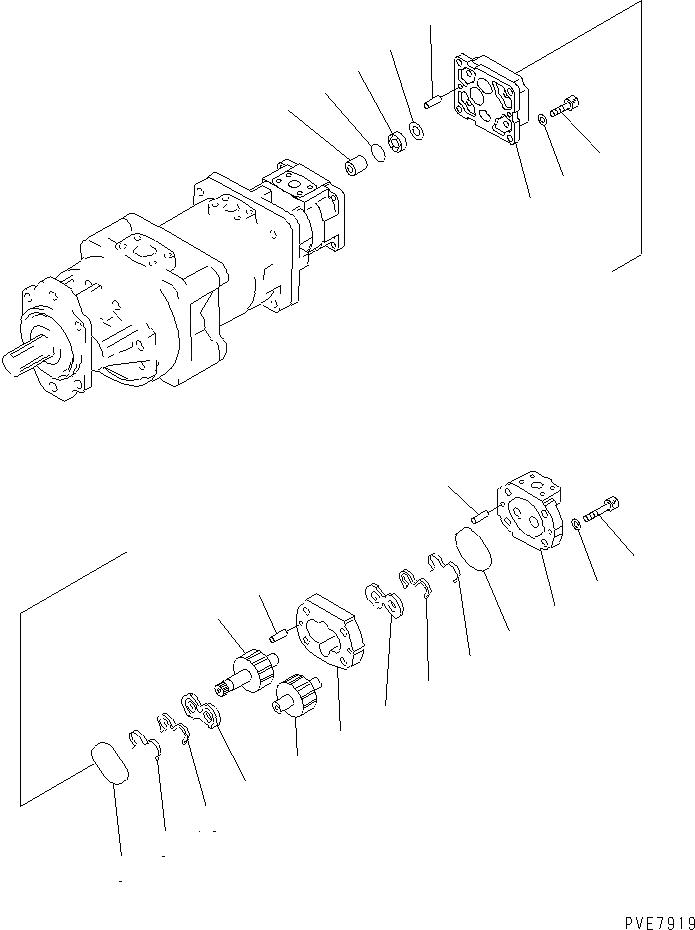 Схема запчастей Komatsu WA500-6 - ГИДР. НАСОС. (/) (P.P.C.) (ДЛЯ ТОРМОЗ. ОХЛАЖД-Е)(№-) ОСНОВН. КОМПОНЕНТЫ И РЕМКОМПЛЕКТЫ