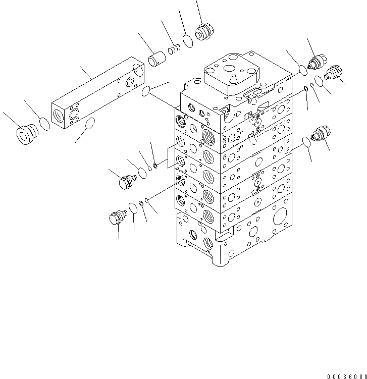 Схема запчастей Komatsu WA500-6 - ОСНОВН. КЛАПАН (3-Х СЕКЦИОНН.) (ДЛЯ E.C.S.S.) (/)(№-) ОСНОВН. КОМПОНЕНТЫ И РЕМКОМПЛЕКТЫ