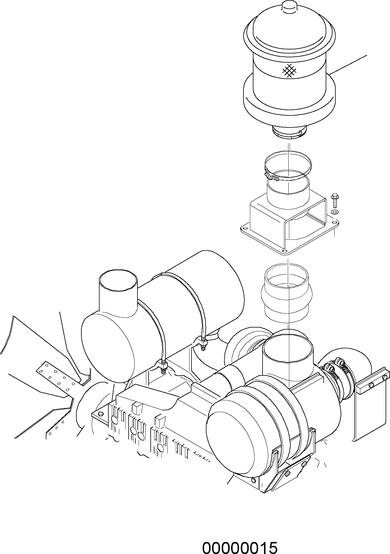 Схема запчастей Komatsu WA500-3H - ПРЕФИЛЬТР (TURBO II ОПЦ.) AA ДВИГАТЕЛЬ