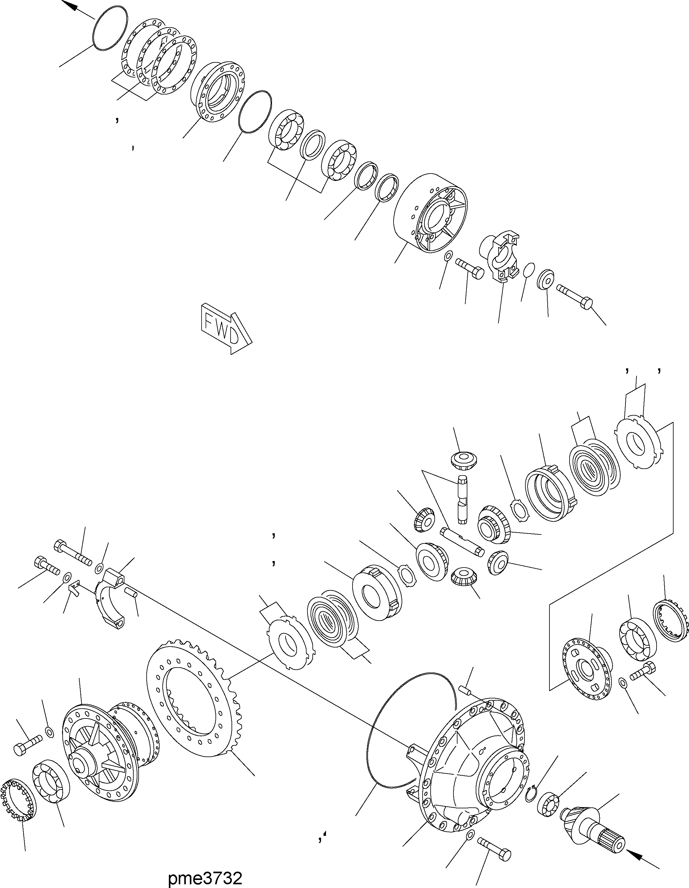 Схема запчастей Komatsu WA500-3H - ЗАДН. МОСТ (ONLY LSD - ДИФФЕРЕНЦ.) F ТРАНСМИССИЯ