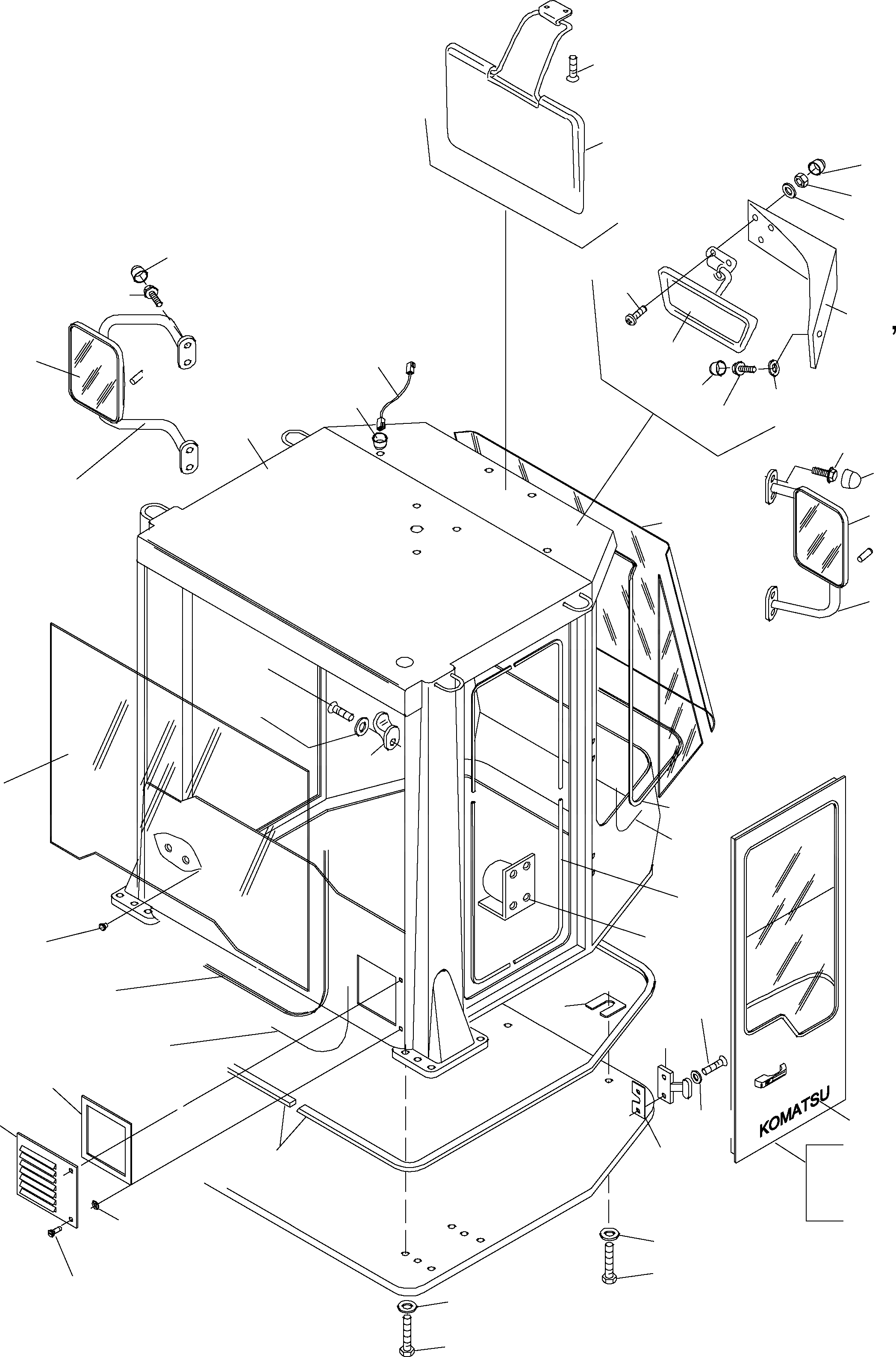 Схема запчастей Komatsu WA500-3H - OPERATORґS КАБИНА (ДВЕРЬS) (ОКНАS) (MIRRORS) K OPERATORґS ОБСТАНОВКА И СИСТЕМА УПРАВЛЕНИЯ