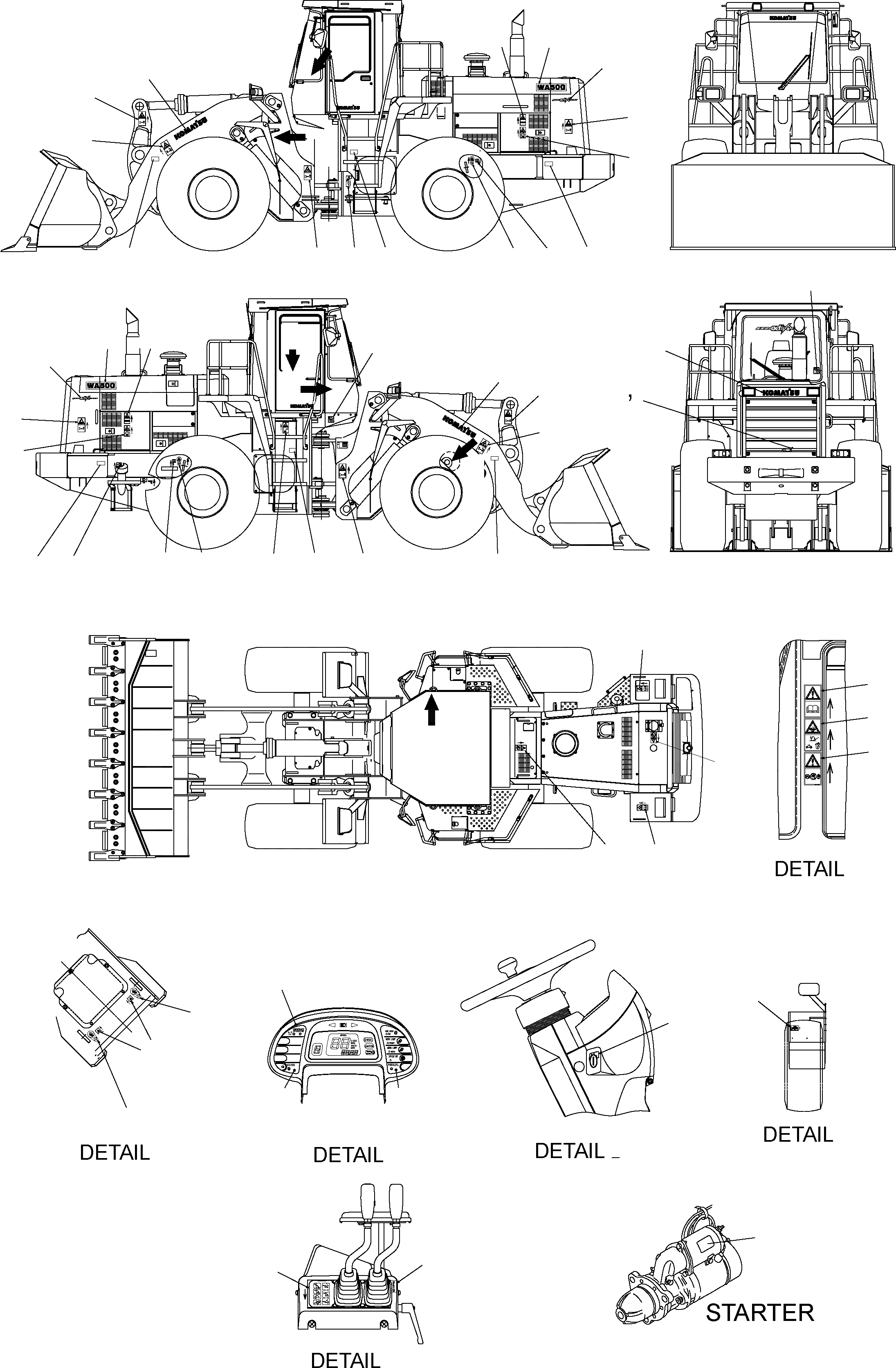 Схема запчастей Komatsu WA500-3H - ТАБЛИЧКИS (COMMON ЧАСТИ) U МАРКИРОВКА