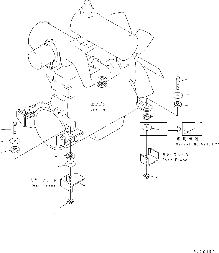 Схема запчастей Komatsu WA500-3 - КРЕПЛЕНИЕ ДВИГАТЕЛЯ КОМПОНЕНТЫ ДВИГАТЕЛЯ