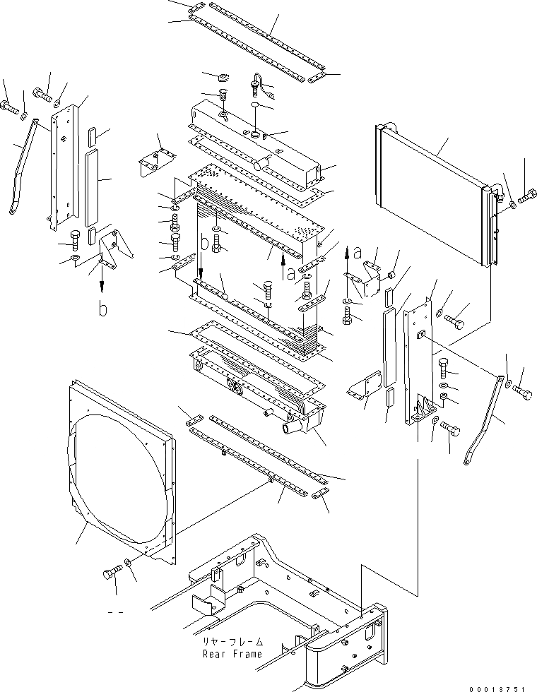 Схема запчастей Komatsu WA500-3 - РАДИАТОР (РАДИАТОР И КРЕПЛЕНИЕ) (С ВСАСЫВ. ВЕНТИЛЯТОРОМ)(№-) СИСТЕМА ОХЛАЖДЕНИЯ