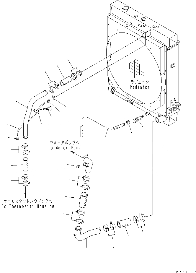 Схема запчастей Komatsu WA500-3 - РАДИАТОР (СИСТЕМА ТРУБ РАДИАТОРА)(№-) СИСТЕМА ОХЛАЖДЕНИЯ
