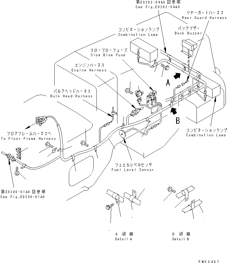 Схема запчастей Komatsu WA500-3 - ПРОВОДКА ЗАДН. РАМА(№-) ЭЛЕКТРИКА