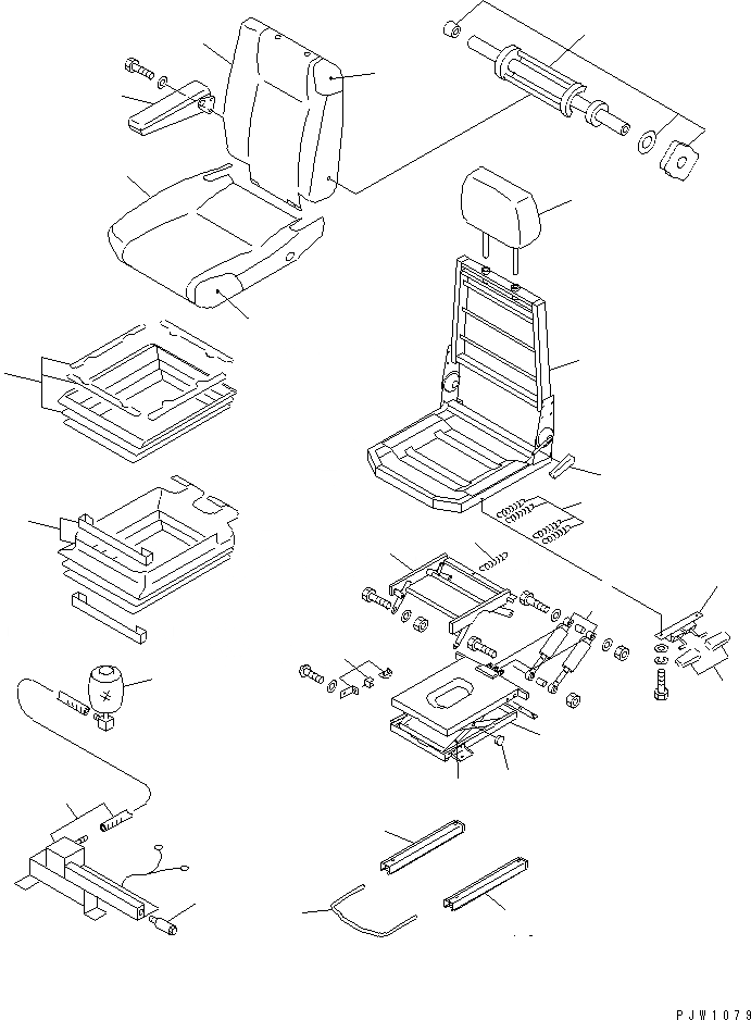 Схема запчастей Komatsu WA500-3 - СИДЕНЬЕ ОПЕРАТОРА (ВНУТР. ЧАСТИ)(№-) КАБИНА ОПЕРАТОРА И СИСТЕМА УПРАВЛЕНИЯ