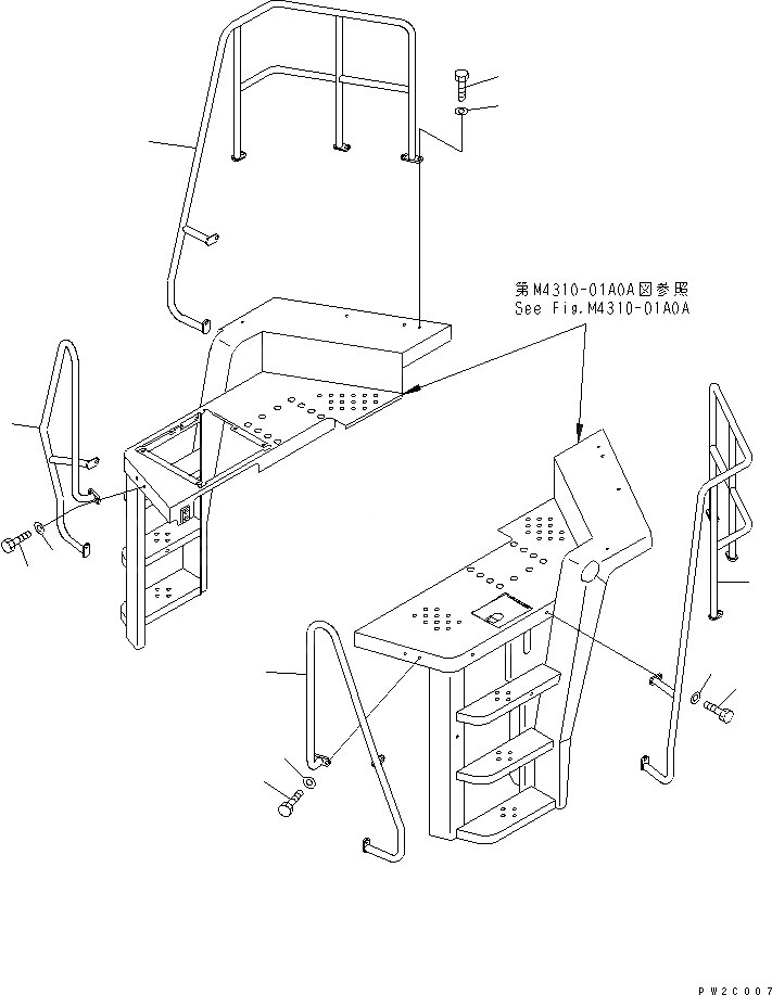 Схема запчастей Komatsu WA500-3 - ЛЕСТНИЦА RAIL(№-) ЧАСТИ КОРПУСА