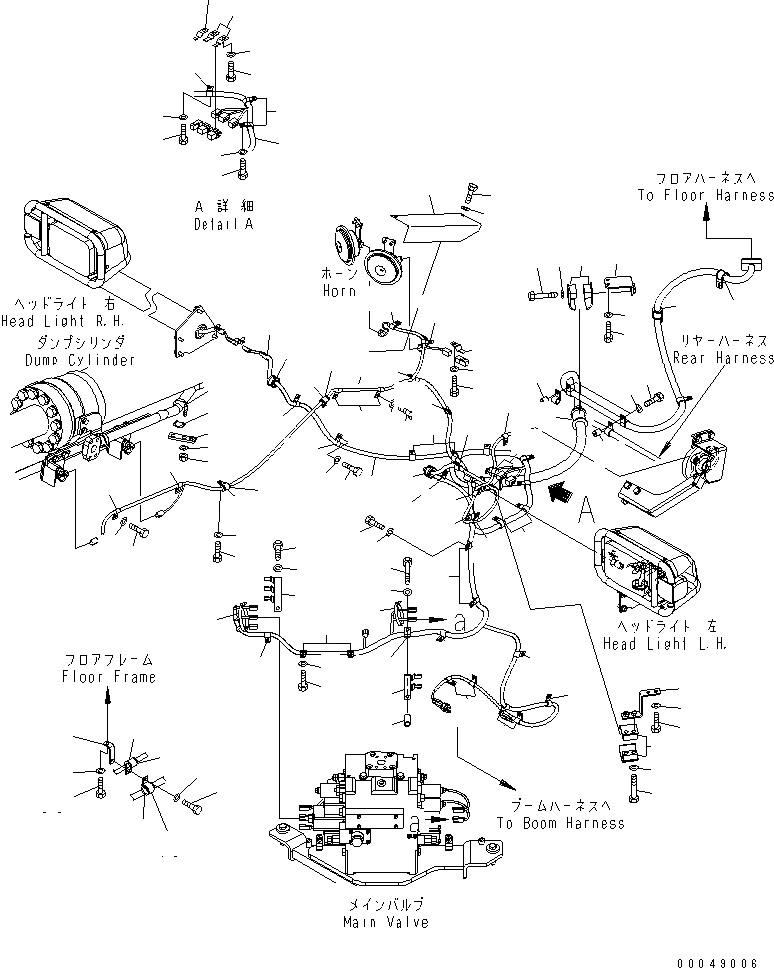 Схема запчастей Komatsu WA500-6R - ПЕРЕДН. Э/ПРОВОДКА(№-) ЭЛЕКТРИКА