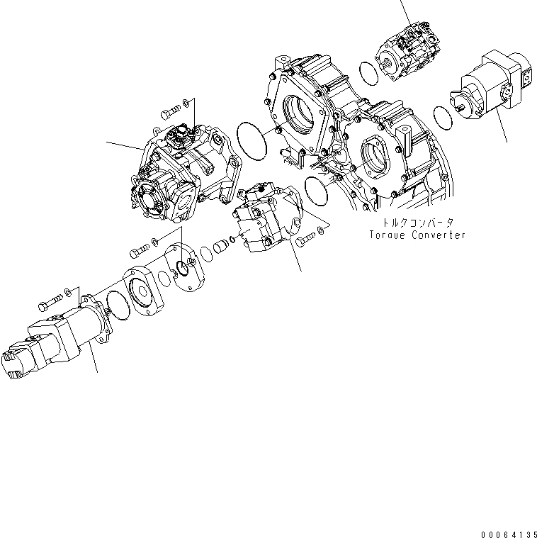 Схема запчастей Komatsu WA500-6R - ГИДР. НАСОС. (ДЛЯ ТОРМОЗ. СИСТЕМА ОХЛАЖДЕНИЯ)(№-) ГИДРАВЛИКА