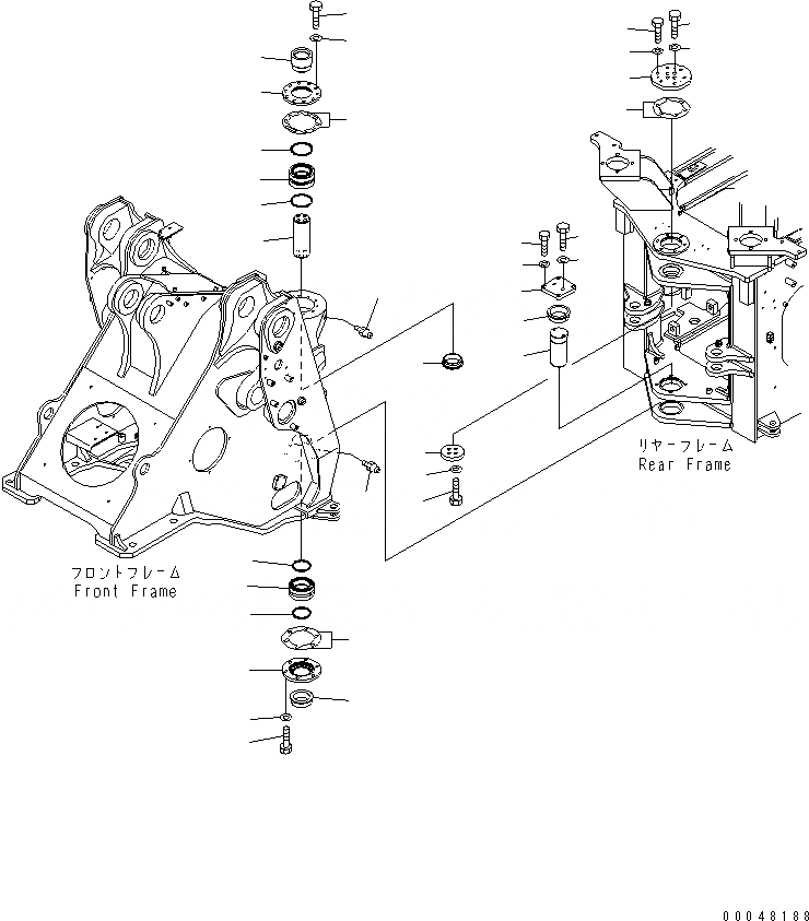 Схема запчастей Komatsu WA500-6R - ПАЛЕЦ(ДЛЯ ПЕРЕДН. И ЗАДН. РАМА СОЕДИНЕНИЕ)(№-) ОСНОВНАЯ РАМА И ЕЕ ЧАСТИ