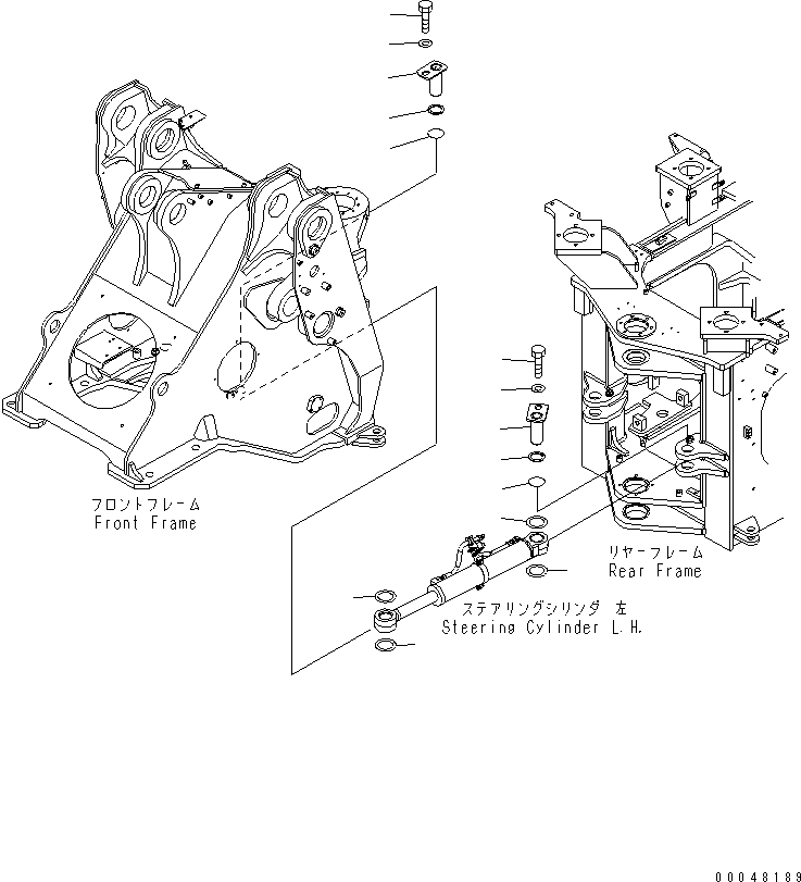 Схема запчастей Komatsu WA500-6R - ЦИЛИНДР РУЛЕВ. УПР-Я КРЕПЛЕНИЕ(№-) ОСНОВНАЯ РАМА И ЕЕ ЧАСТИ