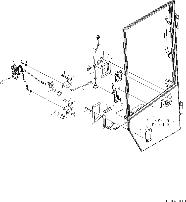 Схема запчастей Komatsu WA500-6R - КАБИНА ROPS (ДВЕРЬ ЛЕВ.) (/)(№-) КАБИНА ОПЕРАТОРА И СИСТЕМА УПРАВЛЕНИЯ