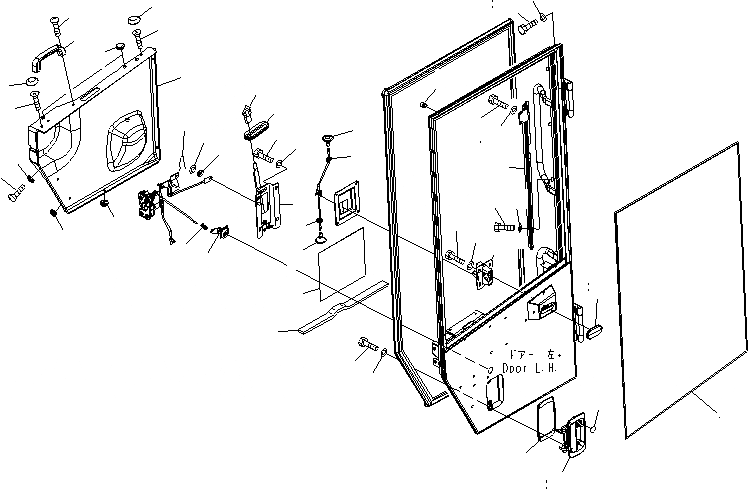 Схема запчастей Komatsu WA500-6R - КАБИНА ROPS (ДВЕРЬ ЛЕВ.) (/)(№-) КАБИНА ОПЕРАТОРА И СИСТЕМА УПРАВЛЕНИЯ