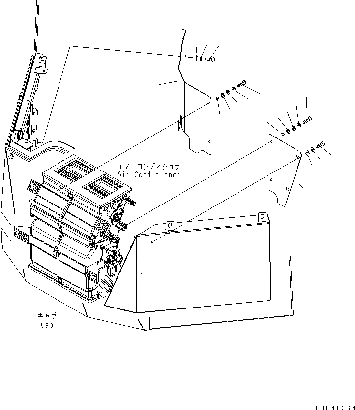 Схема запчастей Komatsu WA500-6R - ПОЛ (КОНДИЦ. ВОЗДУХА) (COVER) (ДЛЯ SEPARATE КАБИНА)(№-) КАБИНА ОПЕРАТОРА И СИСТЕМА УПРАВЛЕНИЯ
