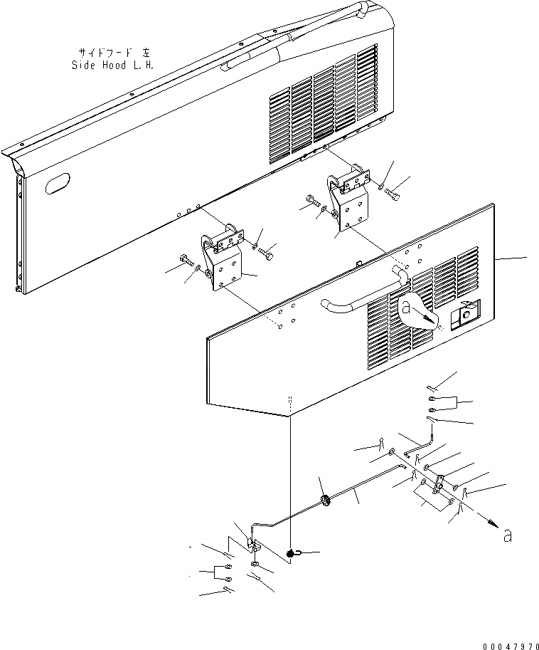 Схема запчастей Komatsu WA500-6R - ДВЕРЦЫ КАПОТА ( ДВЕРЬ ЛЕВ.)(№-) ЧАСТИ КОРПУСА