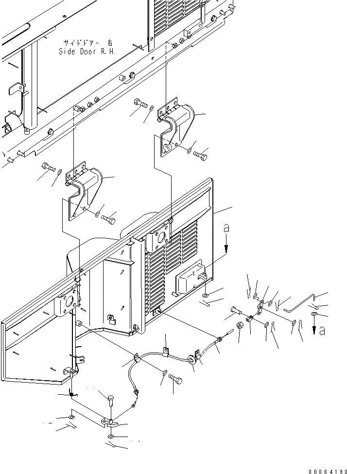Схема запчастей Komatsu WA500-6R - ДВЕРЦЫ КАПОТА ( ДВЕРЬ ПРАВ.)(№-) ЧАСТИ КОРПУСА