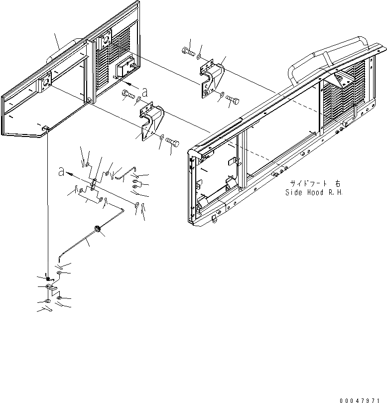 Схема запчастей Komatsu WA500-6R - ДВЕРЦЫ КАПОТА ( ДВЕРЬ ПРАВ.) (ДЛЯ ТОРМОЗ. СИСТЕМА ОХЛАЖДЕНИЯ)(№-) ЧАСТИ КОРПУСА