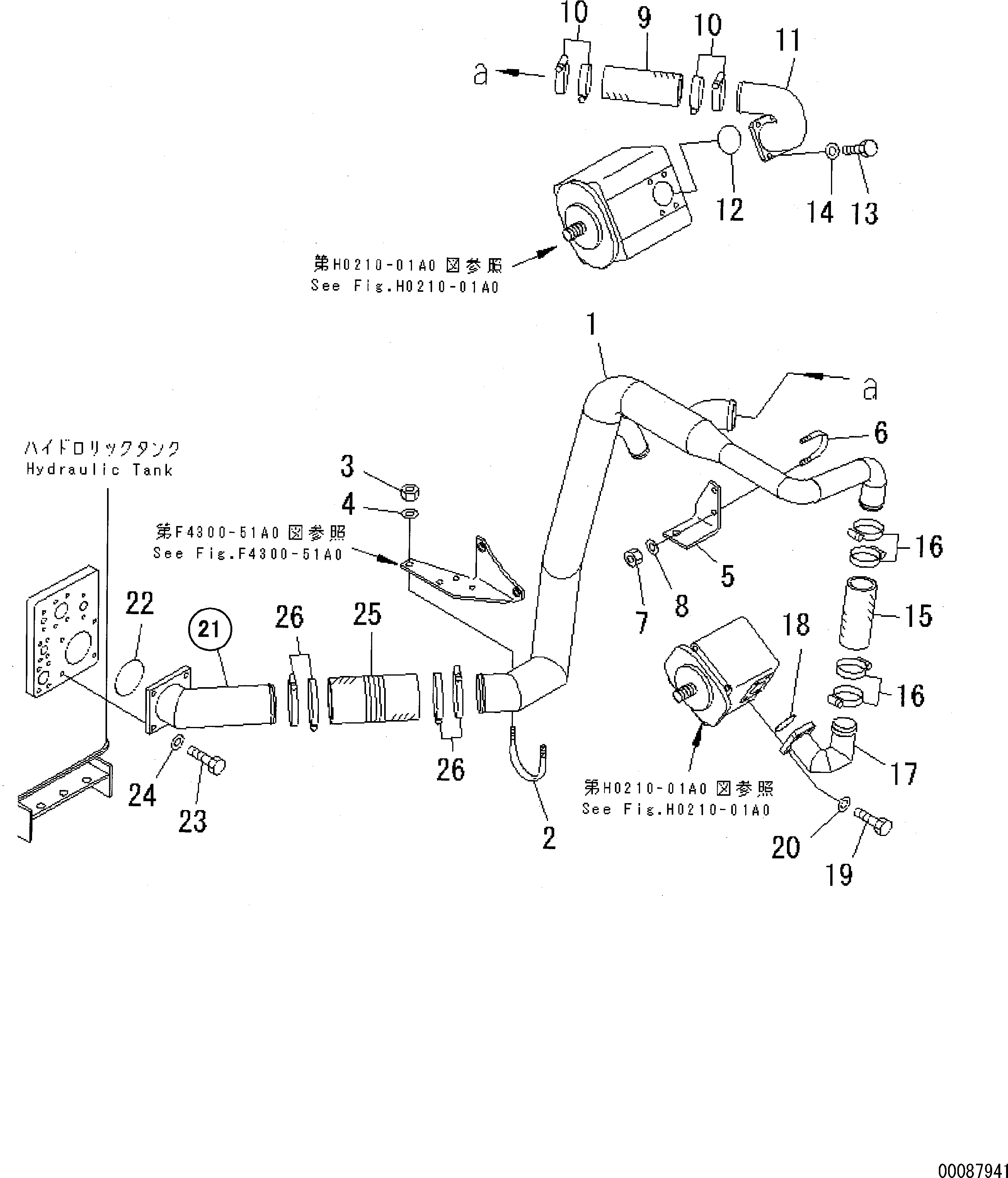 Схема запчастей Komatsu WA500-3 - ГИДРАВЛ ЛИНИЯ (ВСАСЫВ. ЛИНИЯ)(№9-) ГИДРАВЛИКА