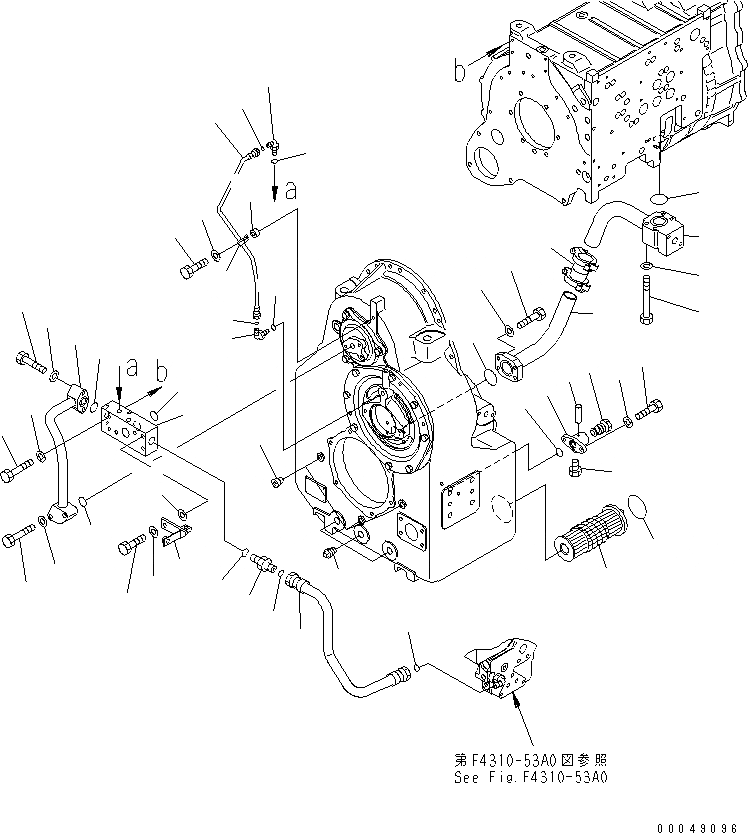 Схема запчастей Komatsu WA500-6 - ТРАНСМИССИЯ (ПЕРЕДАЧА ТРУБЫ)(№-) ГИДРОТРАНСФОРМАТОР И ТРАНСМИССИЯ