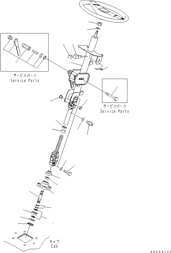 Схема запчастей Komatsu WA500-6 - КАБИНА ROPS (КОЛОНКА И ORBITROL) (КОЛОНКА)(№-) КАБИНА ОПЕРАТОРА И СИСТЕМА УПРАВЛЕНИЯ