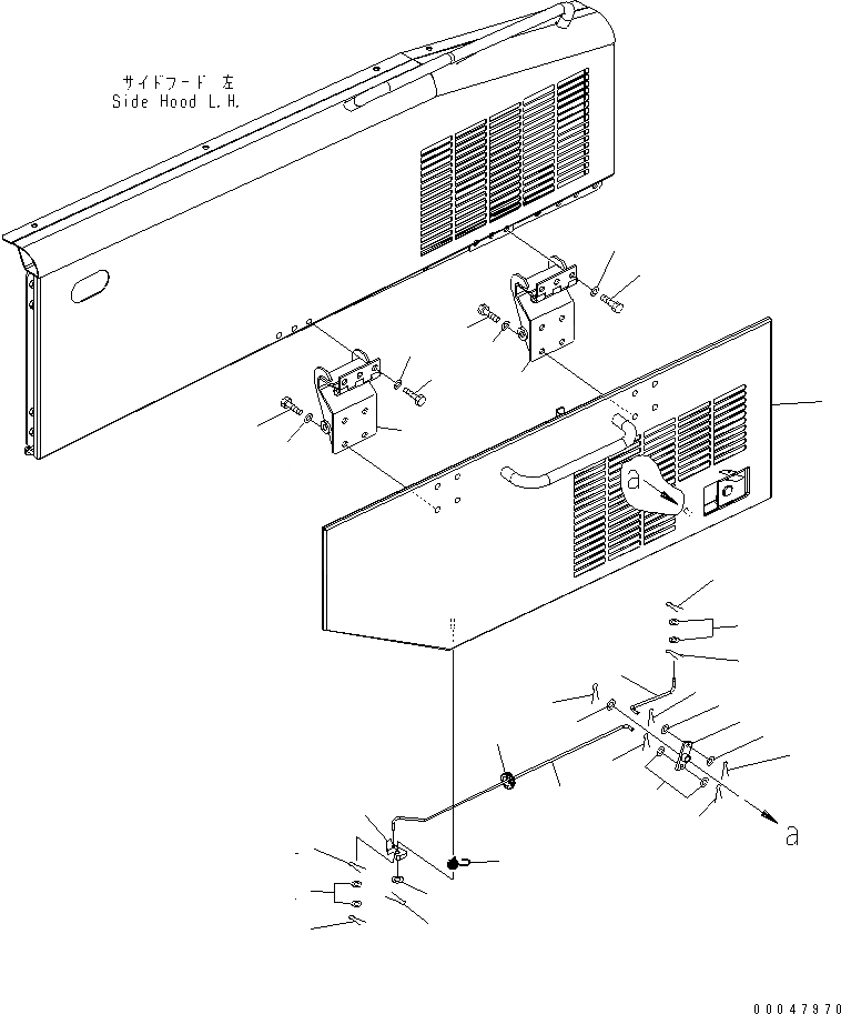 Схема запчастей Komatsu WA500-6 - ДВЕРЦЫ КАПОТА ( ДВЕРЬ ЛЕВ.)(№-) ЧАСТИ КОРПУСА