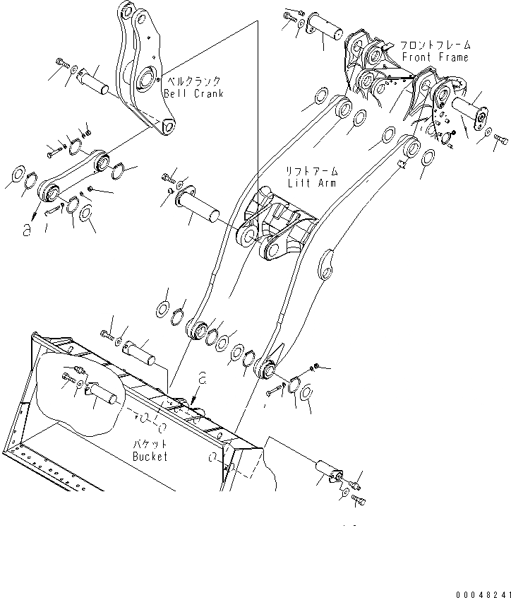 Схема запчастей Komatsu WA500-6 - СТРЕЛА И BELL CRANK (КРЕПЛЕНИЕ ЧАСТЬ)(№-) РАБОЧЕЕ ОБОРУДОВАНИЕ