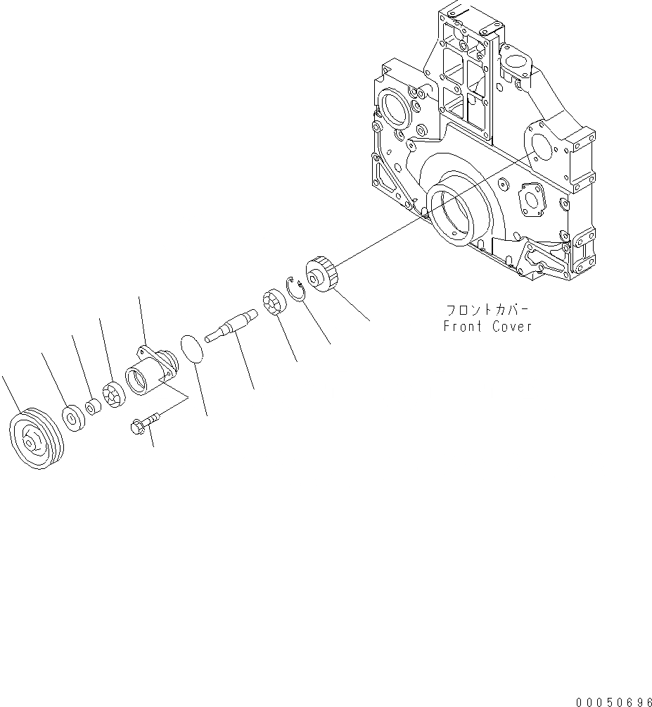 Схема запчастей Komatsu WA500-6 - ПЕРЕДН. МЕХ-М ОТБОРА МОЩНОСТИ (ЗАКАЛЕНН. ШКИВ) (ESN 7-) AA ДВИГАТЕЛЬ